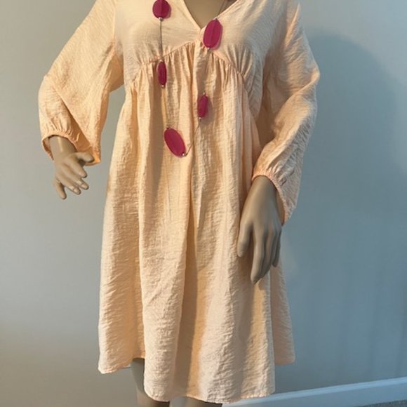 V-neck Dress - Light Apricot - Picture 4 of 5